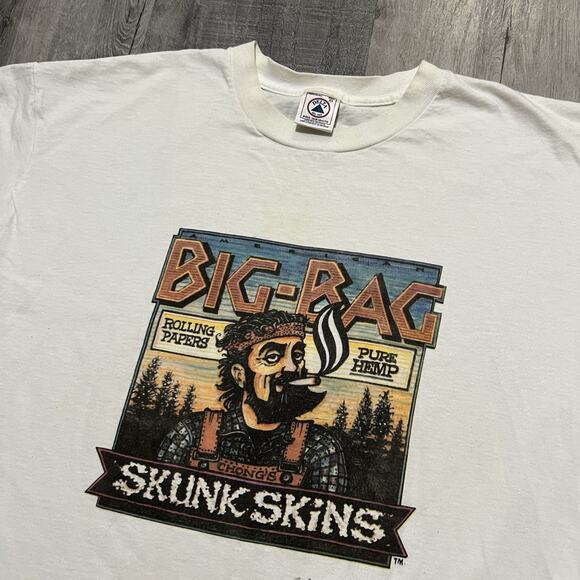 Vtg Tommy Chong Autographed T Shirt Big-Bag Chong's Skunk Skins 420 Stoner Sz XL - Picture 3 of 6